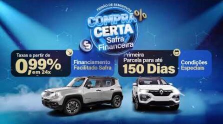 O Feirão de Seminovos Compra Certa – Safra Financeira acontece de 13 a 16 de agosto